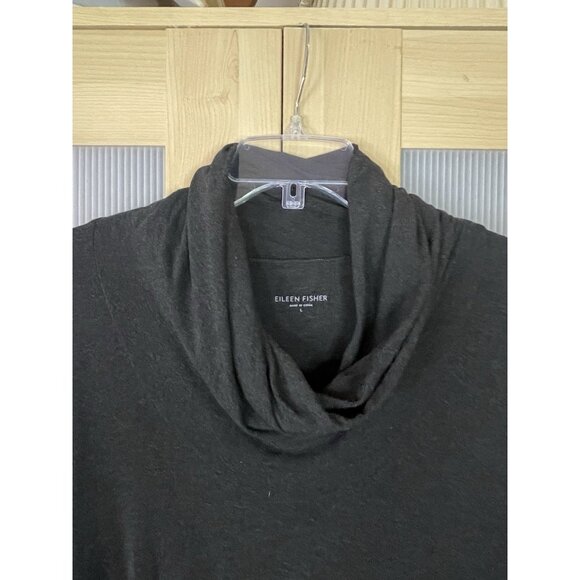 EILEEN FISHER Dress Sz L A-line Cowl Neck Long Sleeve Gray Minimalist Lagenlook - Picture 5 of 7